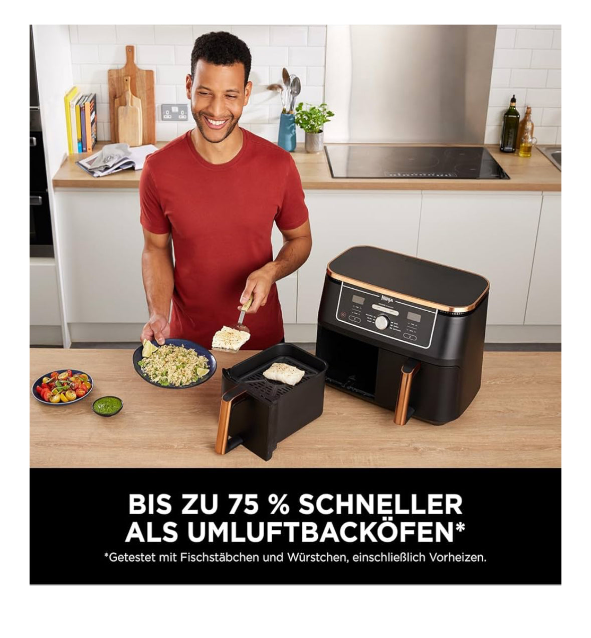 Ninja Foodi MAX Dual Zone Airfryer 9 5L 6in1 Heißluftfritteuse Kupfer AF400EUCP