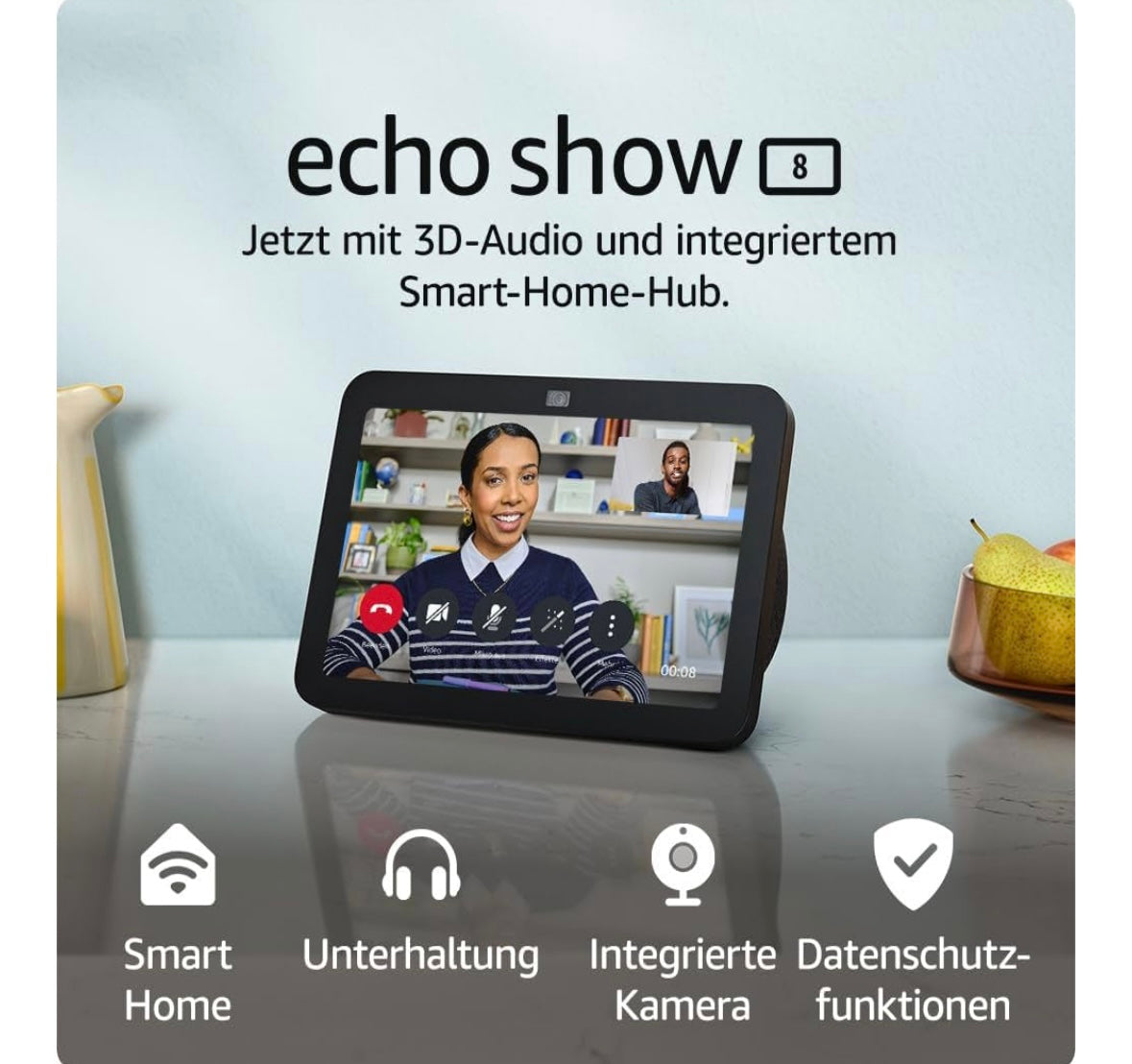 Amazon Echo Show 8 (3. Generation) Smart Display-Lautsprecher - Anthrazit
