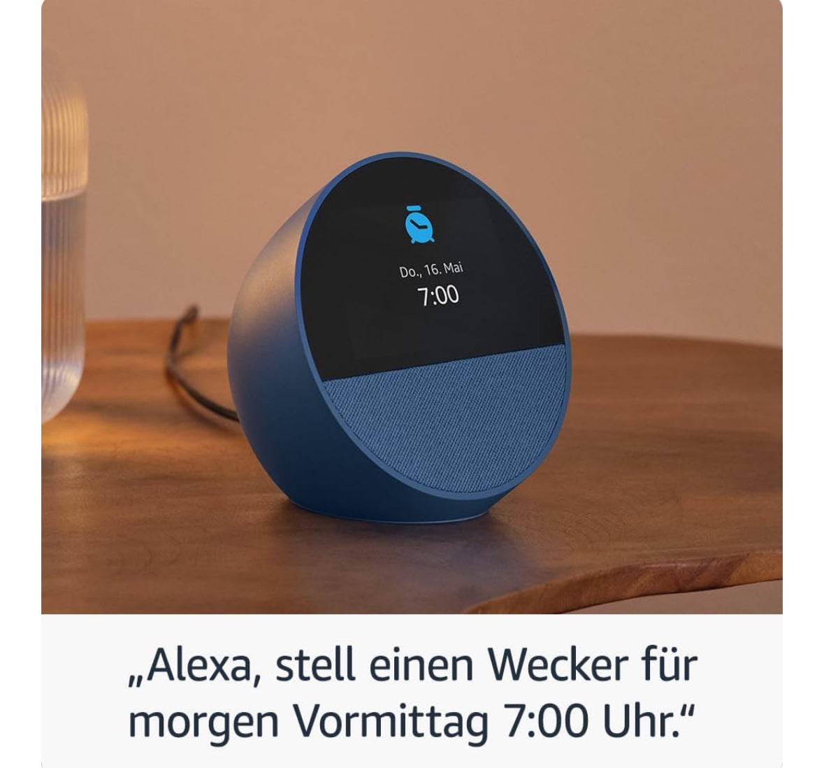 Amazon Echo Spot 2024 Smart Speaker (Weiß) Bluetooth WLAN integrierte Uhr Wecker