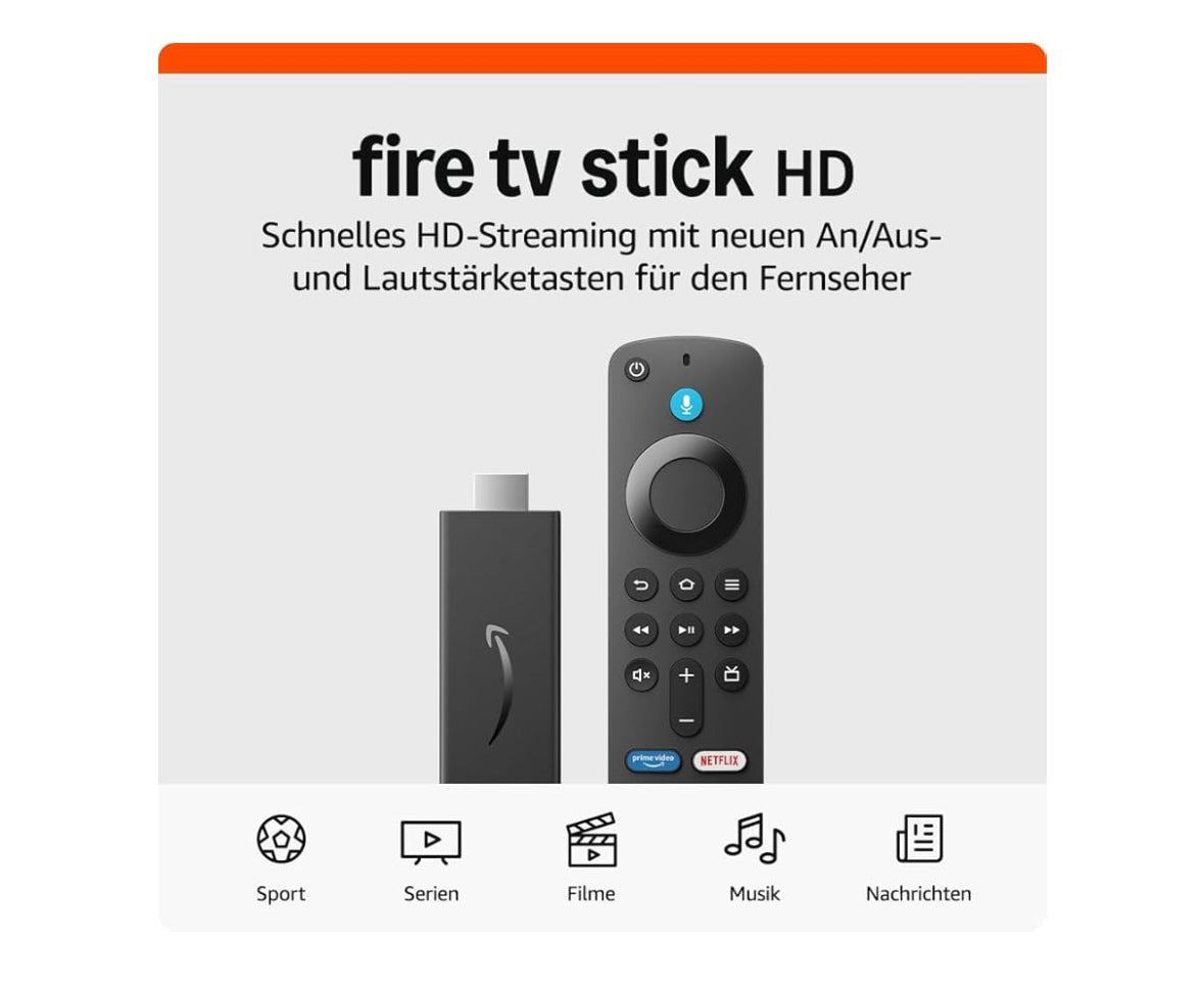 Amazon Fire TV Stick (Neueste Generation), Free- und Live-TV, HD Streaming