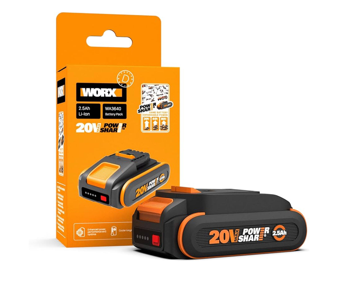Original WORX WA3640 PowerShare Akku 20V - 2500mAh Li-Ion, LED Ladestandanzeige