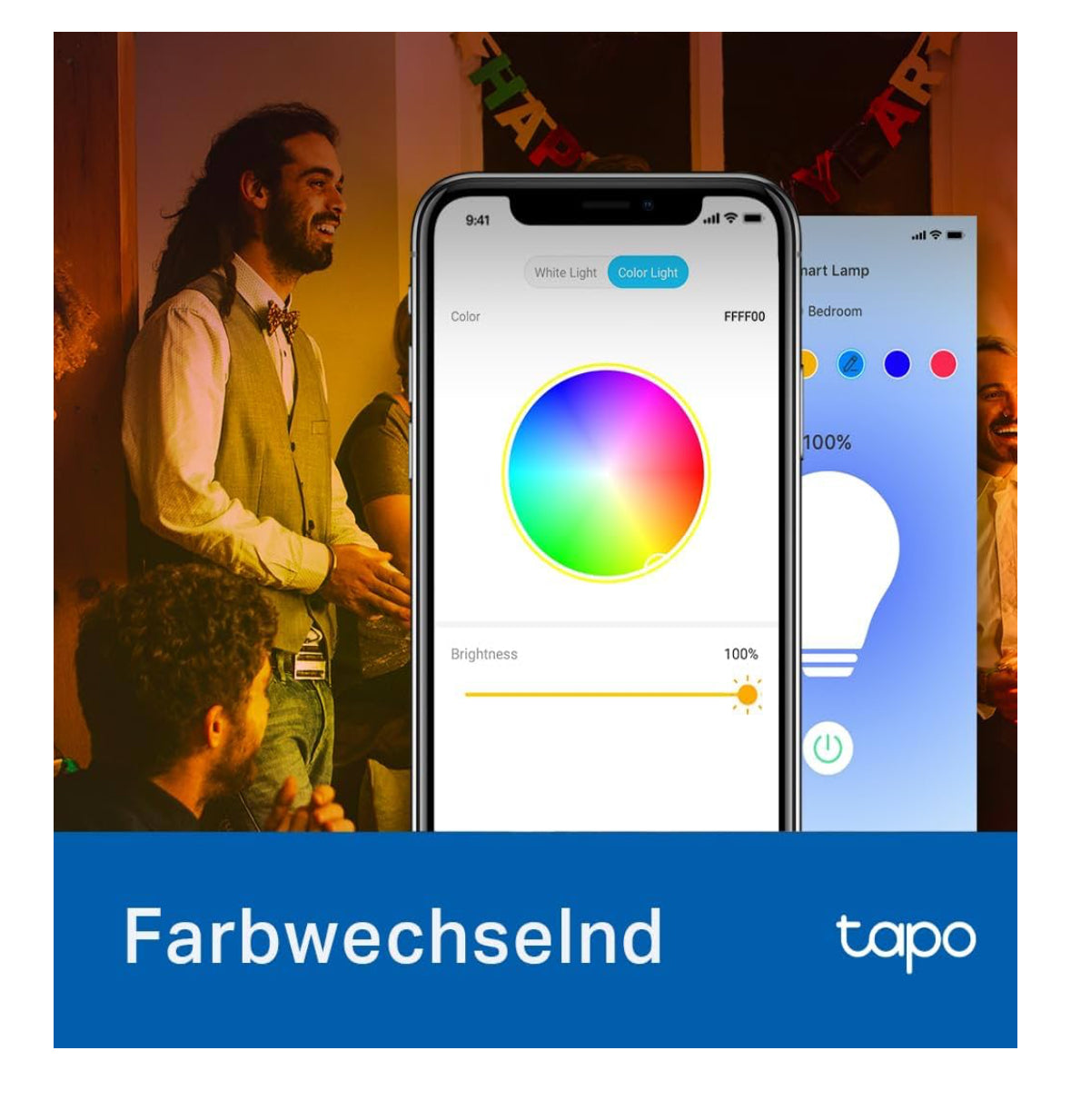 Tapo Smart Glühbirne E27, Kompatibel mit Alexa, Mehrfarbige dimmbar 806 Lumen