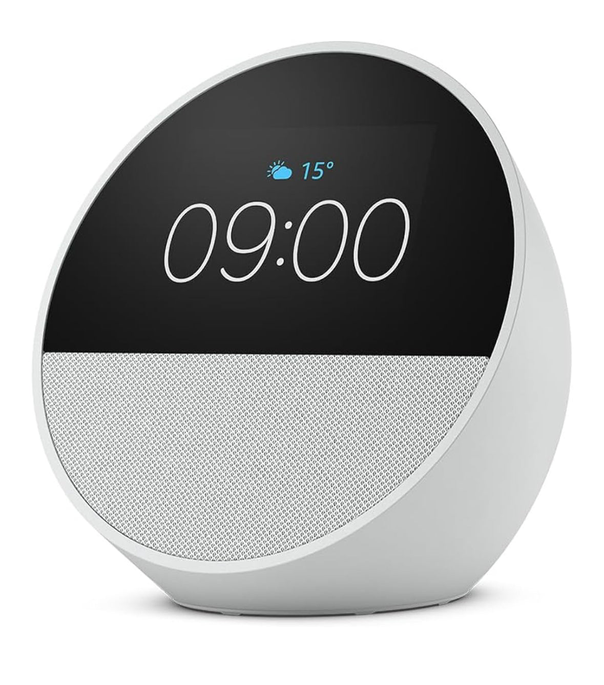 Amazon Echo Spot 2024 Smart Speaker (Weiß) Bluetooth WLAN integrierte Uhr Wecker