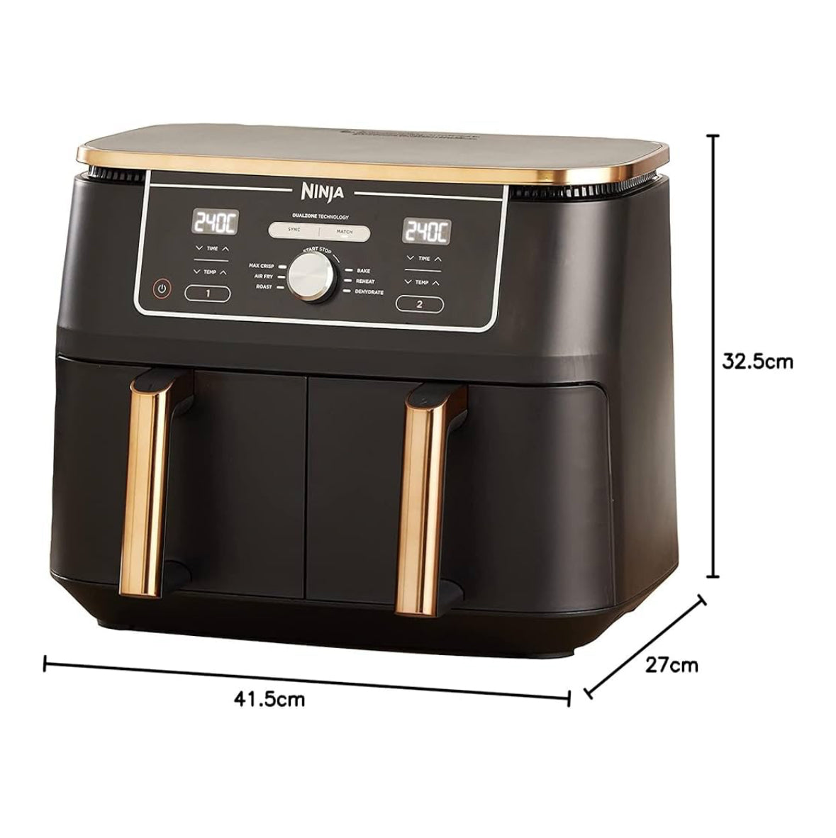 Ninja Foodi MAX Dual Zone Airfryer 9 5L 6in1 Heißluftfritteuse Kupfer AF400EUCP