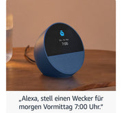 Amazon Echo Spot 2024 Smart Speaker (Weiß) Bluetooth WLAN integrierte Uhr Wecker