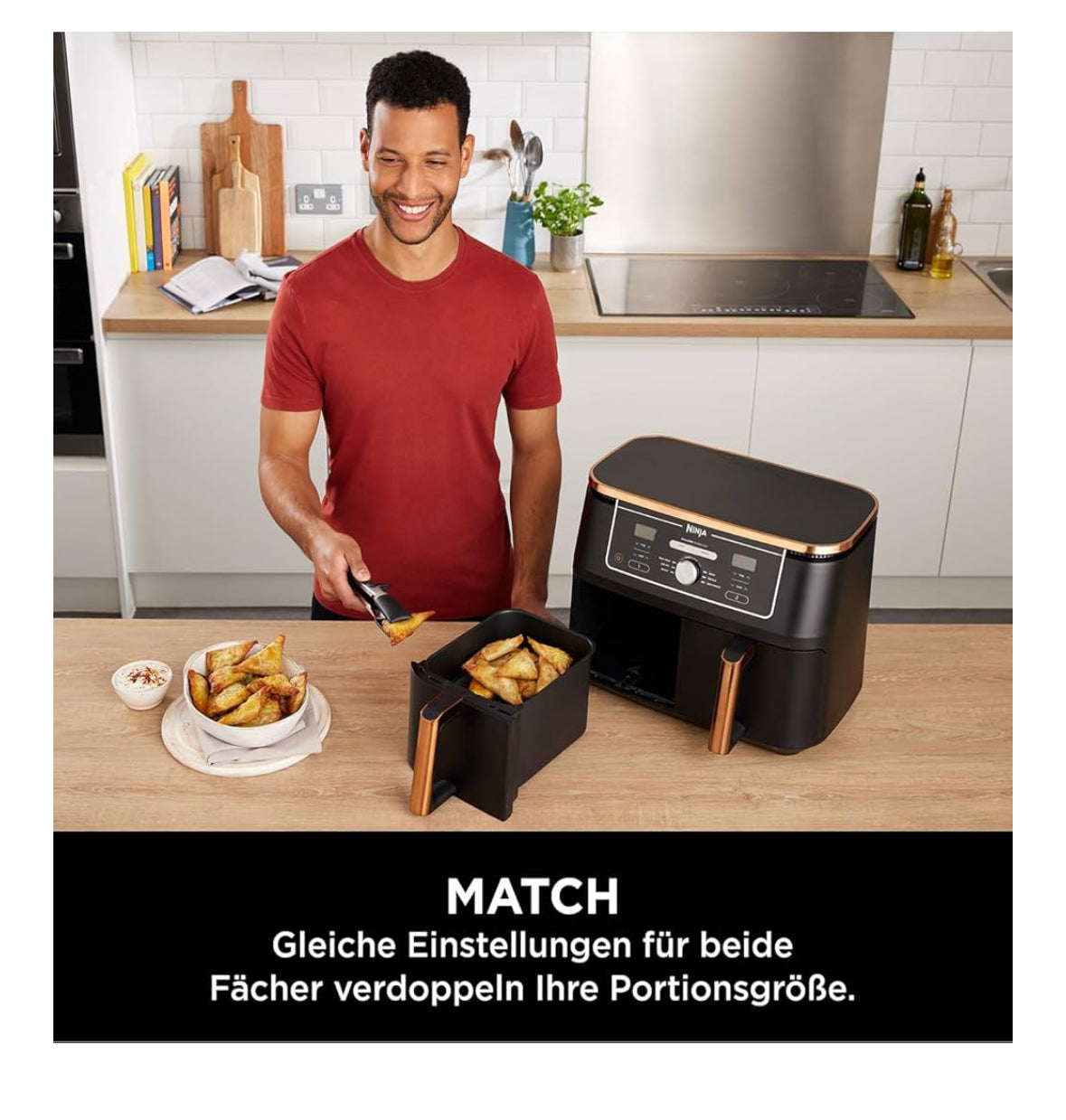 Ninja Foodi MAX Dual Zone Airfryer 9 5L 6in1 Heißluftfritteuse Kupfer AF400EUCP