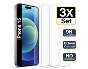 3x iPhone 15 Panzerglas Displayschutz 9H Schutzfolie HD Klar